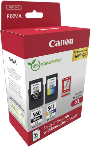 CANON Photo Value Pack XL CMYBK PGCL560/1 PIXMA TS5350 GP-501 50Bl.