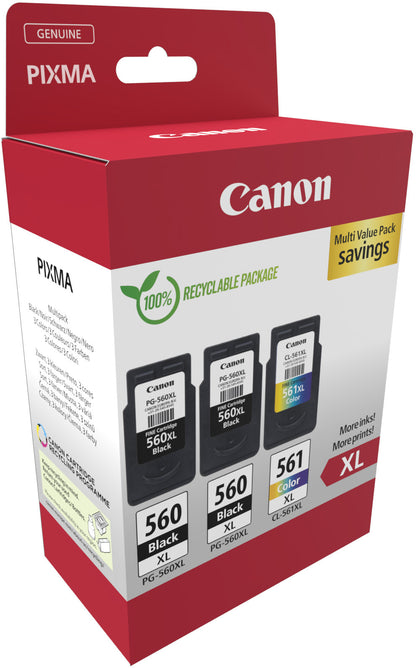 CANON Multipack Tinte XL BKCMY PGCL560/1 Pixma TS5350 2xBKXL & 1xCMYXL