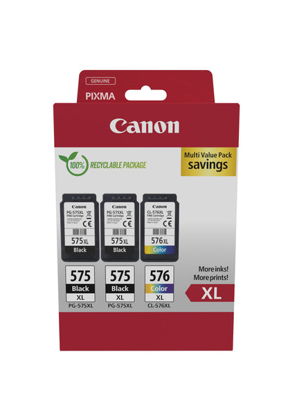 CANON Multipack Tinte XL BKCMY PGCL575/6 Pixma TR4750i 2xBKXL & 1xCMYXL