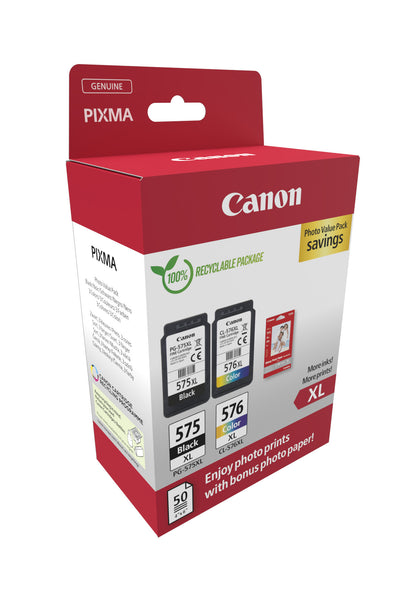 CANON Photo Value Pack XL BKCMY PGCL575/6 Pixma TR4750i GP-501 50Bl.