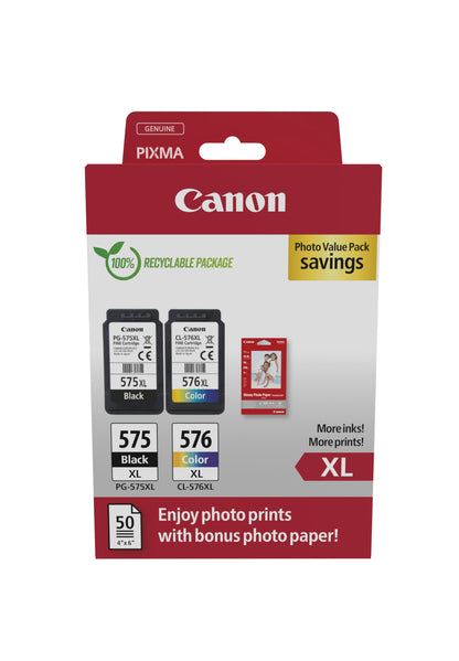 CANON Photo Value Pack XL BKCMY PGCL575/6 Pixma TR4750i GP-501 50Bl.