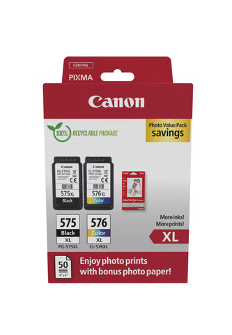 CANON Photo Value Pack XL BKCMY PGCL575/6 Pixma TR4750i GP-501 50Bl.