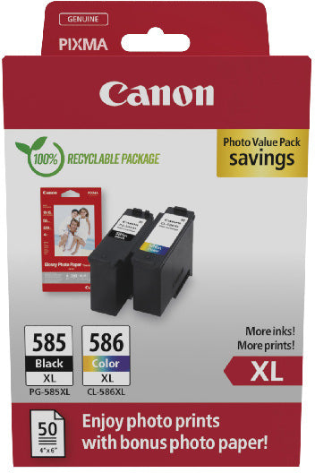 CANON Photo Value Pack XL CMYBK PGCL585/6 PIXMA TS7650i GP-501 50Bl.