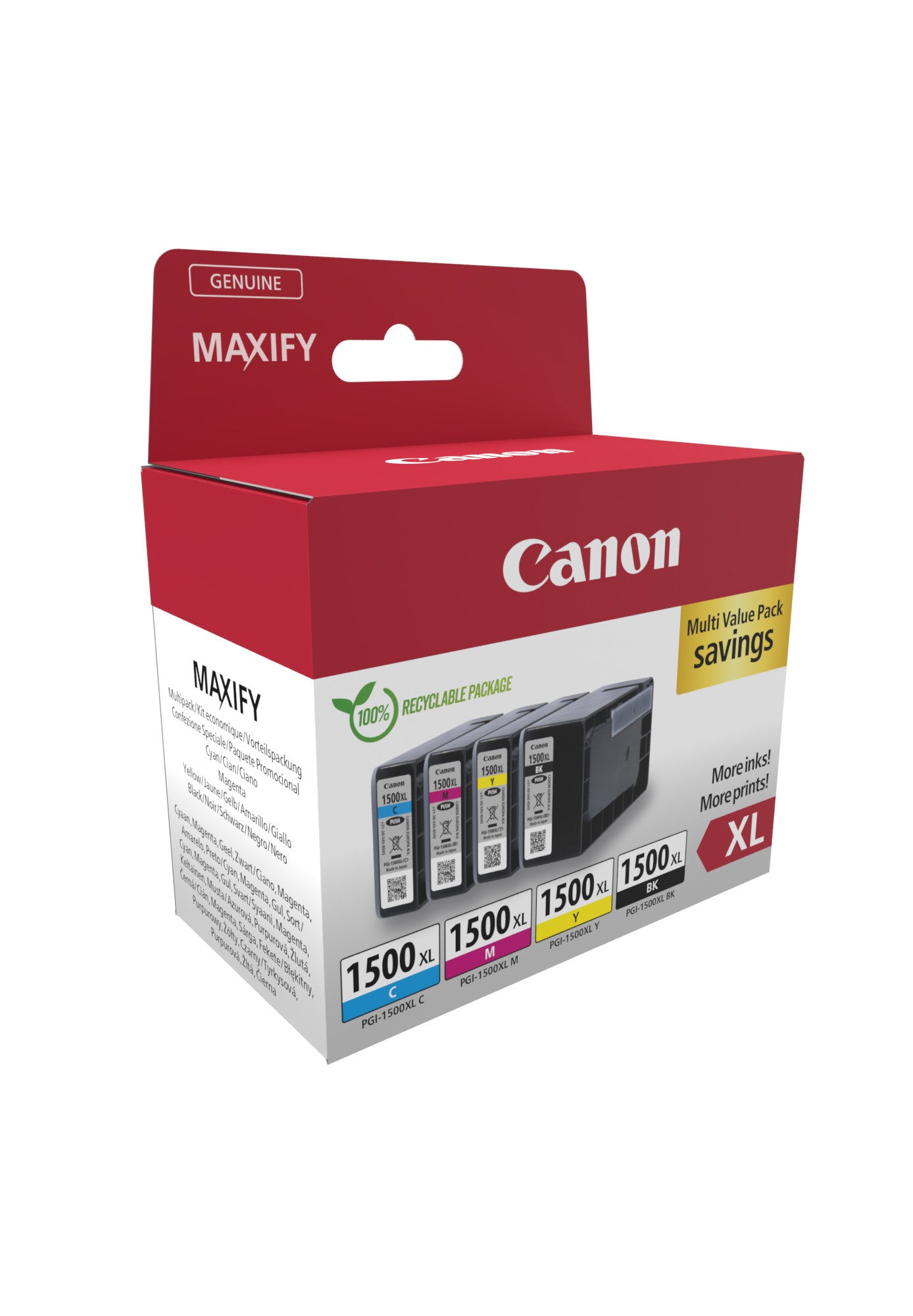 CANON Multipack Tinte XL BKCMY PGI-1500XL MAXIFY MB2050/MB2350 70.7ml