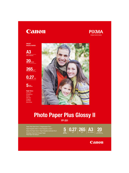 CANON Photo Paper Plus 265g A3 PP201A3 InkJet glossy II 20 Blatt