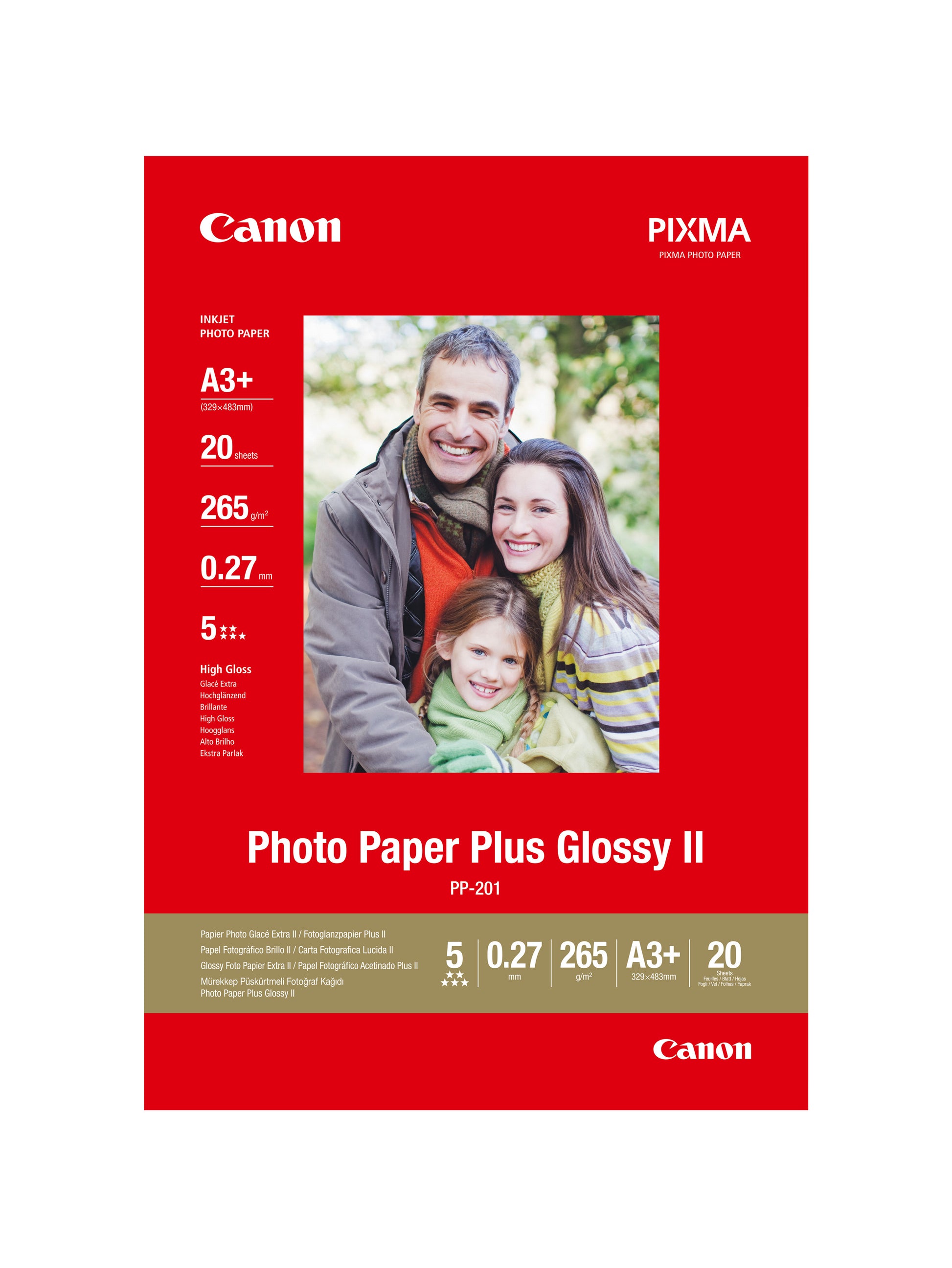 CANON Photo Paper Plus 265g A3+ PP201A3+ InkJet glossy II 20 Blatt