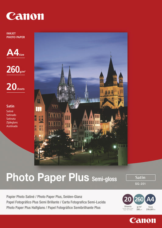 CANON Photo Paper Plus 260g A4 SG201A4 PIXMA, semi-glossy 20 Blatt