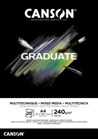 CANSON Graduate Mixed Media A4 31250P017 20 Blatt, schwarz, 240g