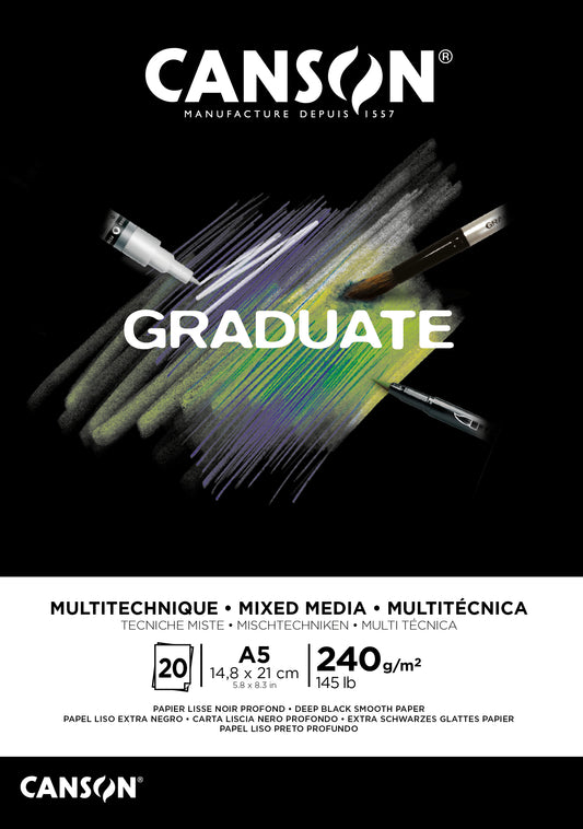CANSON Graduate Mixed Media A5 31250P019 20 Blatt, schwarz, 240g