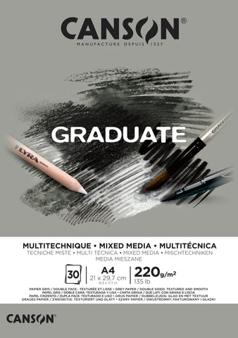 CANSON Graduate Mixed Media A4 400110371 20 Blatt, grau, 220g