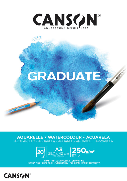 CANSON Graduate Aquarelle A3 400110375 20 Blatt, weiss, 250g