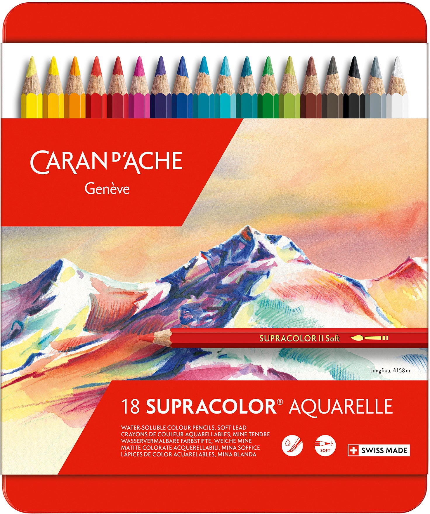 CARAN D'ACHE Farbstifte Supracolor 3,8mm 3888.318 ass. in Metallsch. 18 Stück