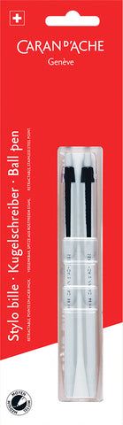 CARAN D'ACHE Kugelschreiber 825 825.109 schwarz, 2 Stück Blister