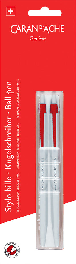 CARAN D'ACHE Kugelschreiber 825 825.170 rot, 2 Stück Blister