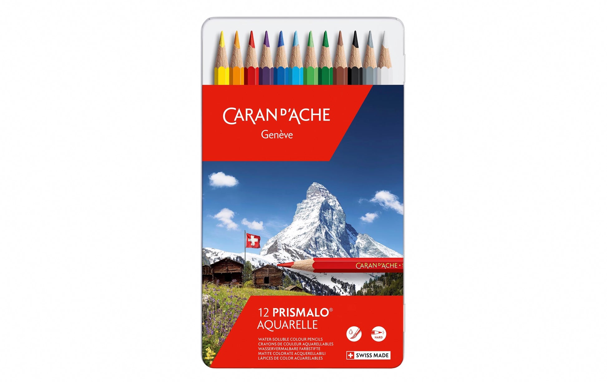 CARAN D'ACHE Farbstifte Prismalo 3mm 999.312 ass. in Metallsch. 12 Stück