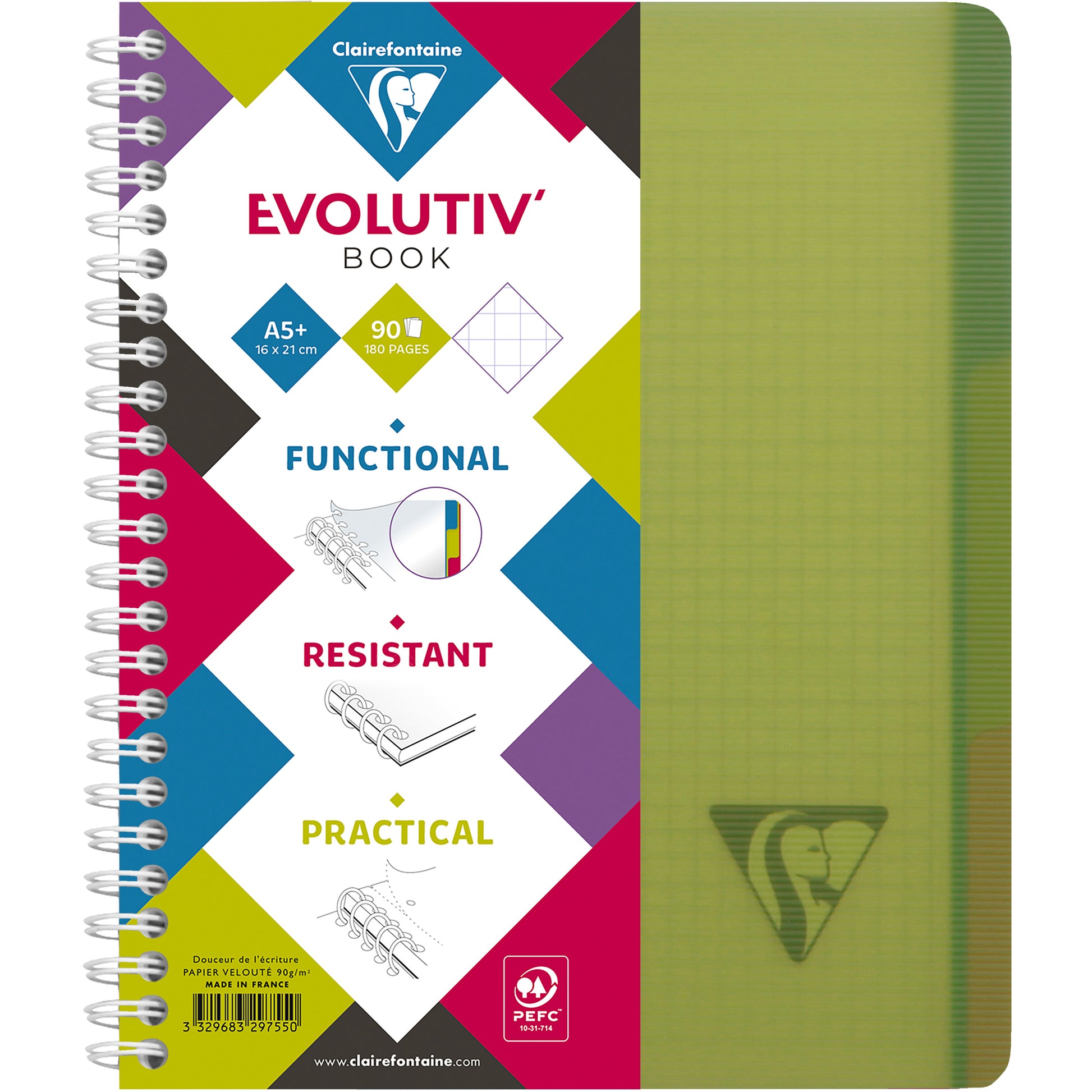 CLAIREFONTAINE LINICOLOR Heft A5+ 329755 5mm 90 Blatt