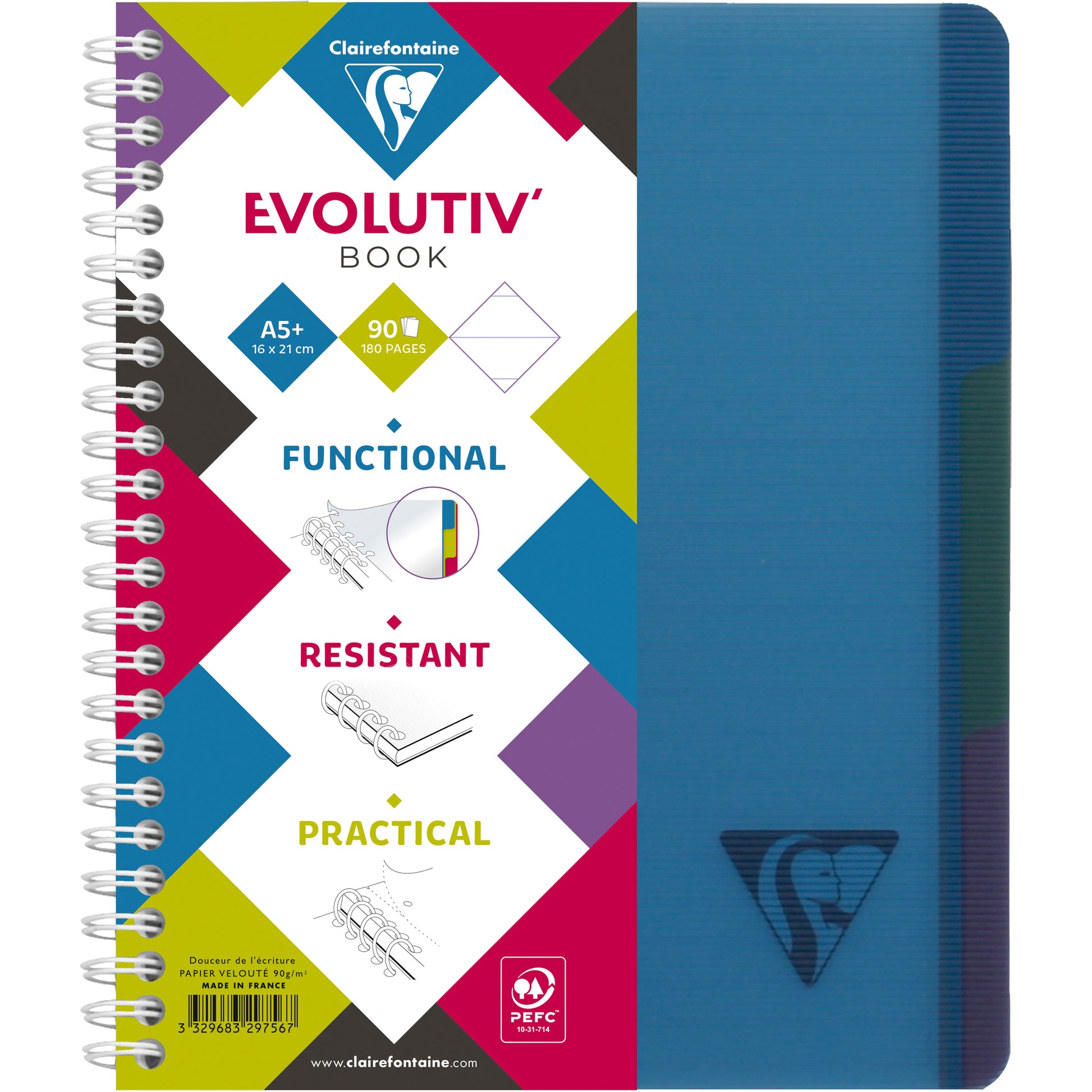 CLAIREFONTAINE LINICOLOR Heft A5+ 329756 L8+MC 90 Blatt