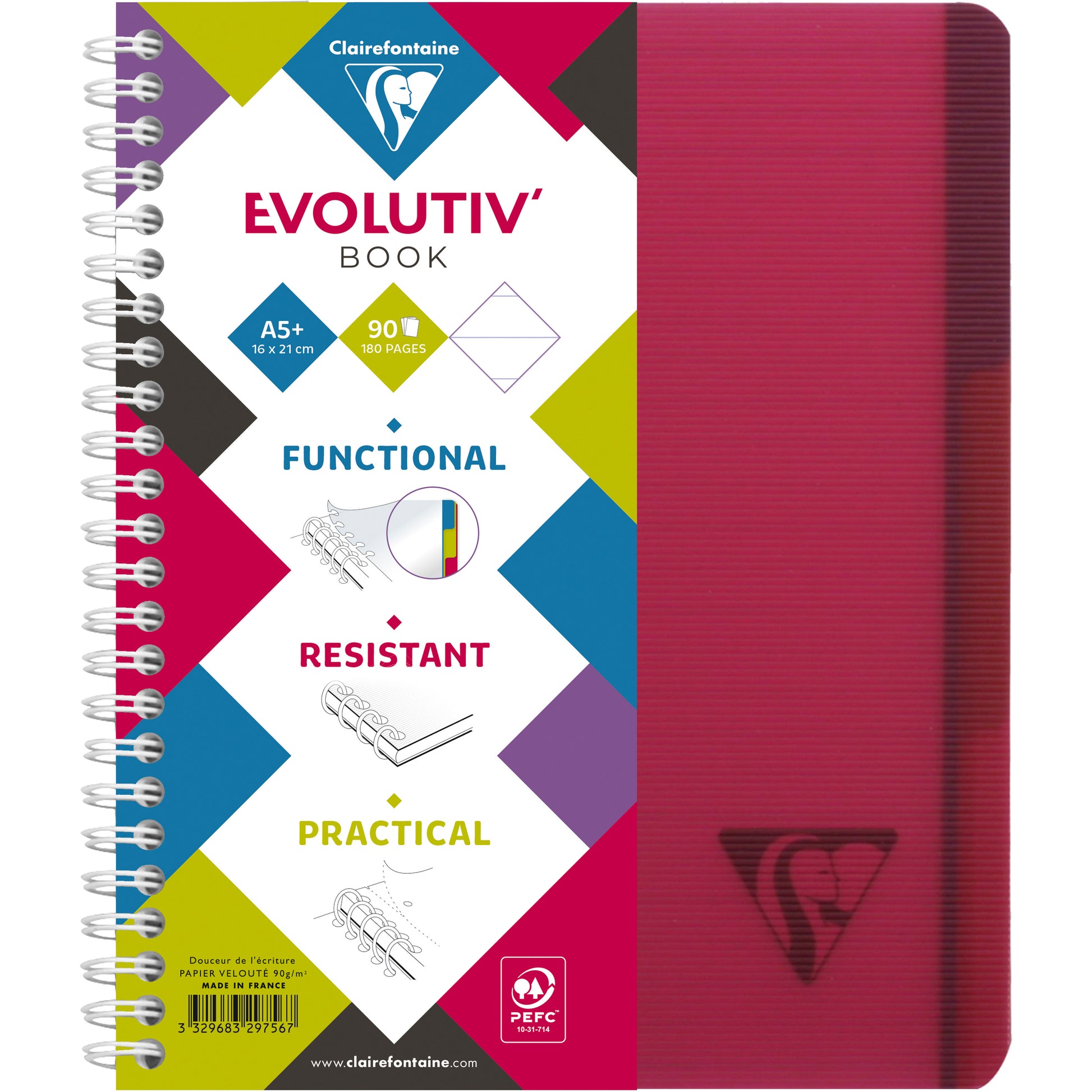 CLAIREFONTAINE LINICOLOR Heft A5+ 329756 L8+MC 90 Blatt