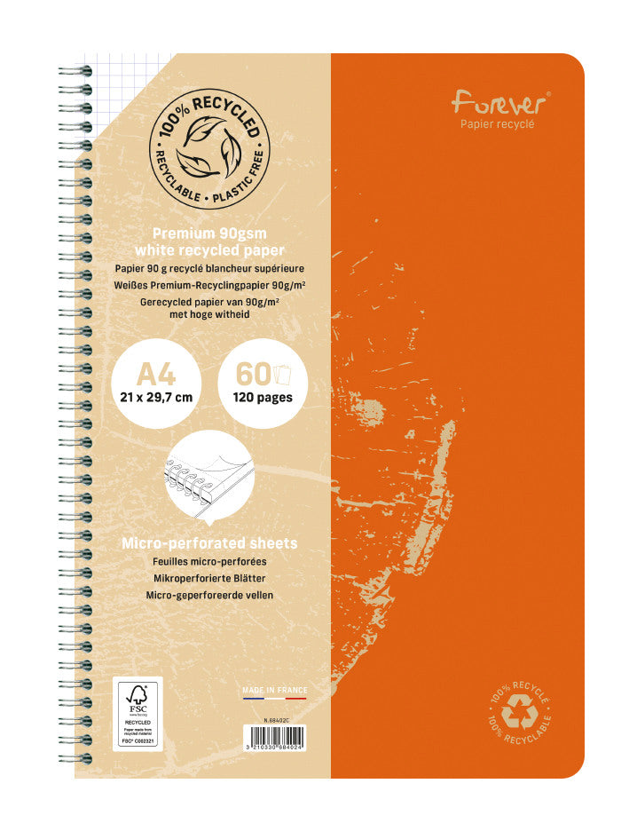 CLAIREFONTAINE Spiralheft FOREVER A4 68402C kariert, assoriert 60 Blatt