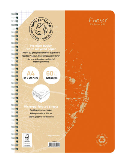 CLAIREFONTAINE Spiralheft FOREVER A4 68402C kariert, assoriert 60 Blatt