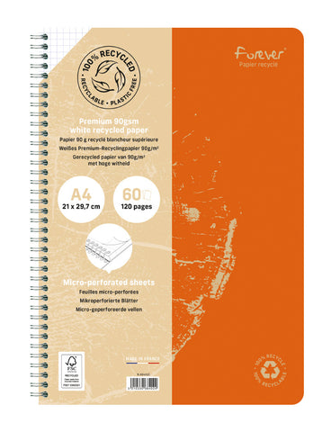 CLAIREFONTAINE Spiralheft FOREVER A4 68402C kariert, assoriert 60 Blatt