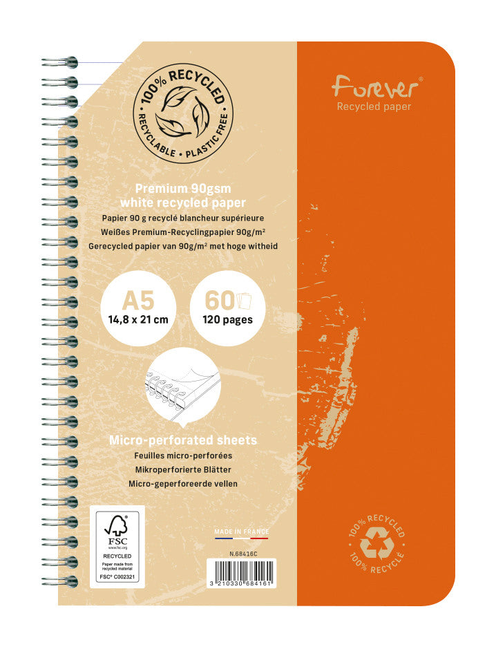 CLAIREFONTAINE Spiralheft FOREVER A5 68416C liniert, assortiert 60 Blatt