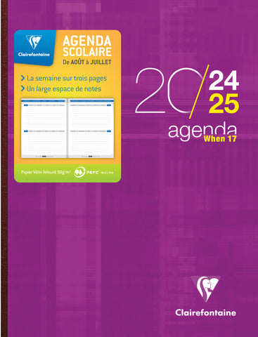 CLAIREFONTAINE Lehreragenda SAS When 17 24/25 9899C 1W/3S ass. ML 17x22cm