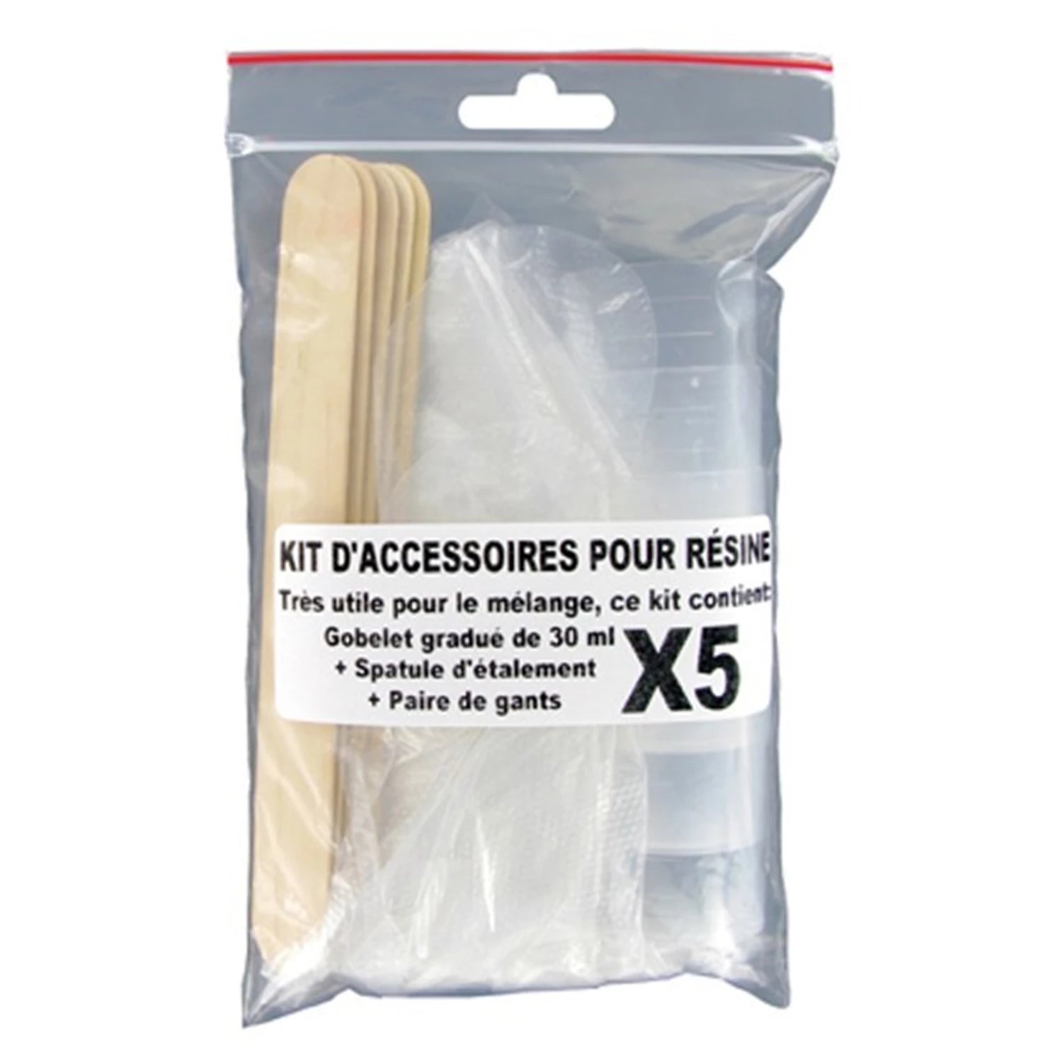 ZUBEHOR-SET FUR DAS MISCHEN VON HARZ IM PLAKTIKBEUTEL