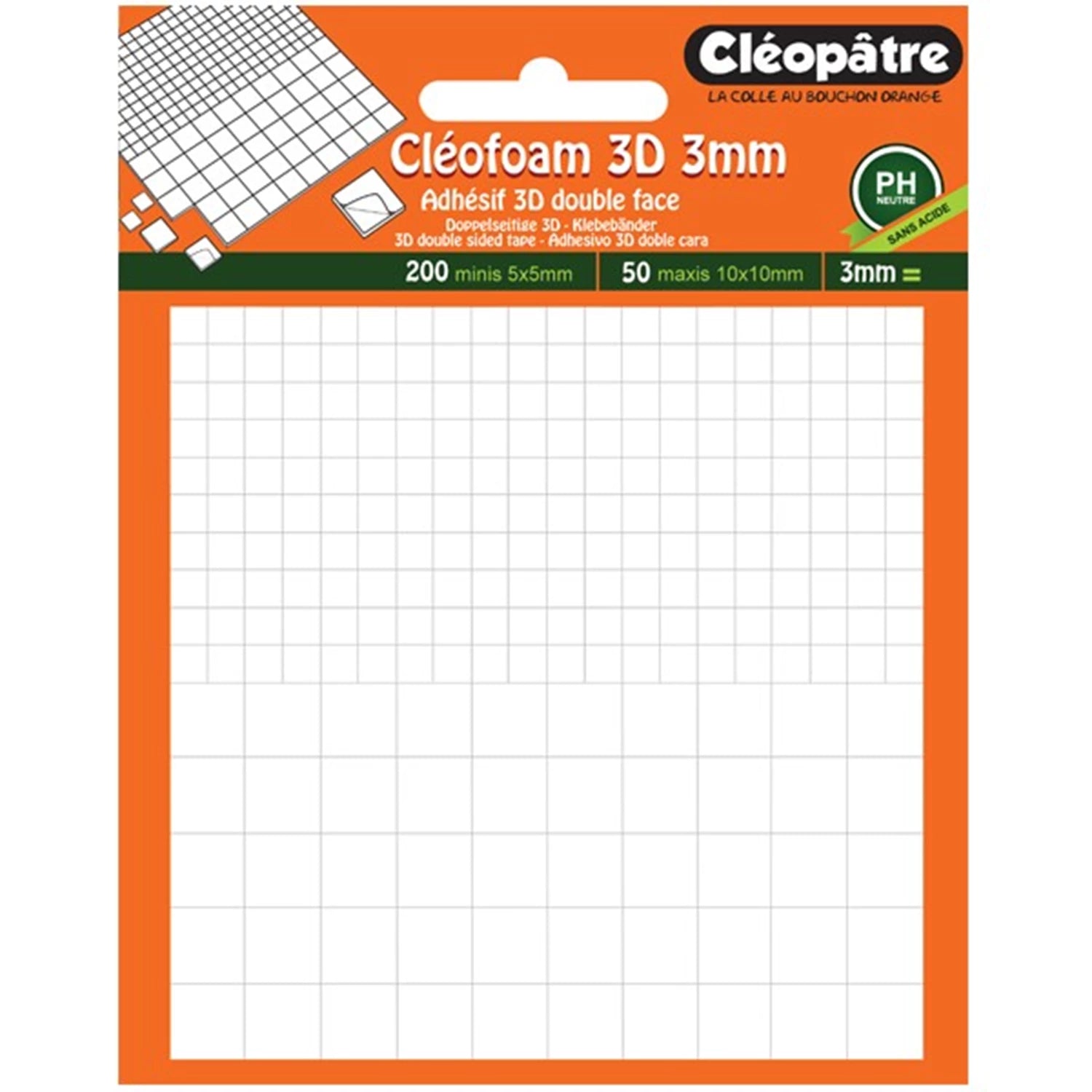 CLEOFOAM – DOPPELSEITIGE KLEBEPUNKTE 3D STÄRKE CA. 3MM ZUGES