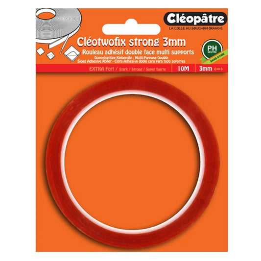 CLEOTWOFIX – DOPPELSEITIGE KLEBEROLLE EXTRA STARK (3MMX10M)