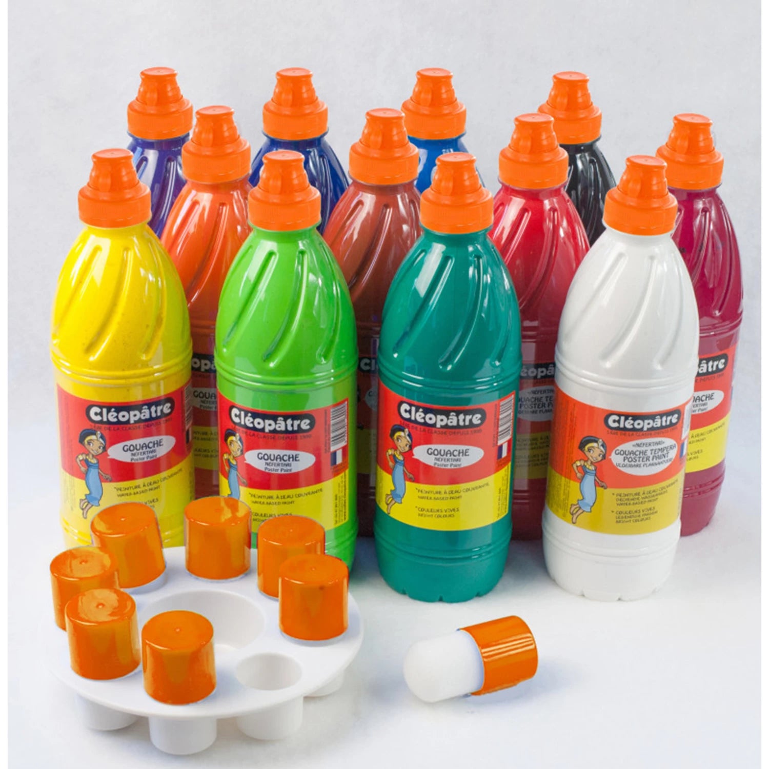 12 GOUACHE NEFERTARI  : WEISS GELB ORANGE ZINNOBERROT MAGENT