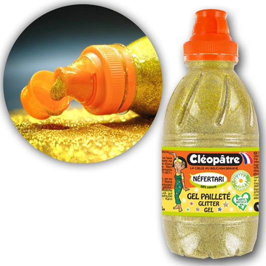 NEFERTARI GLITTER-GEL – FARBLOSES GEL MIT GLITTER 500ML GOLD