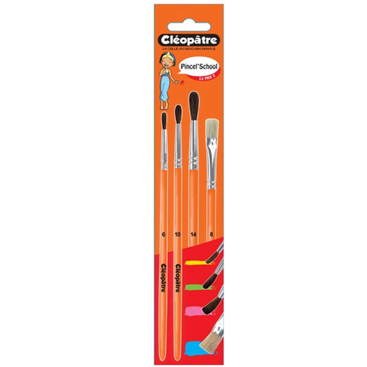 TRANSPARENTES POLYBEUTEL MIT 3 PINSEL 6/10/14 + 1BÜRSTE GRÖS