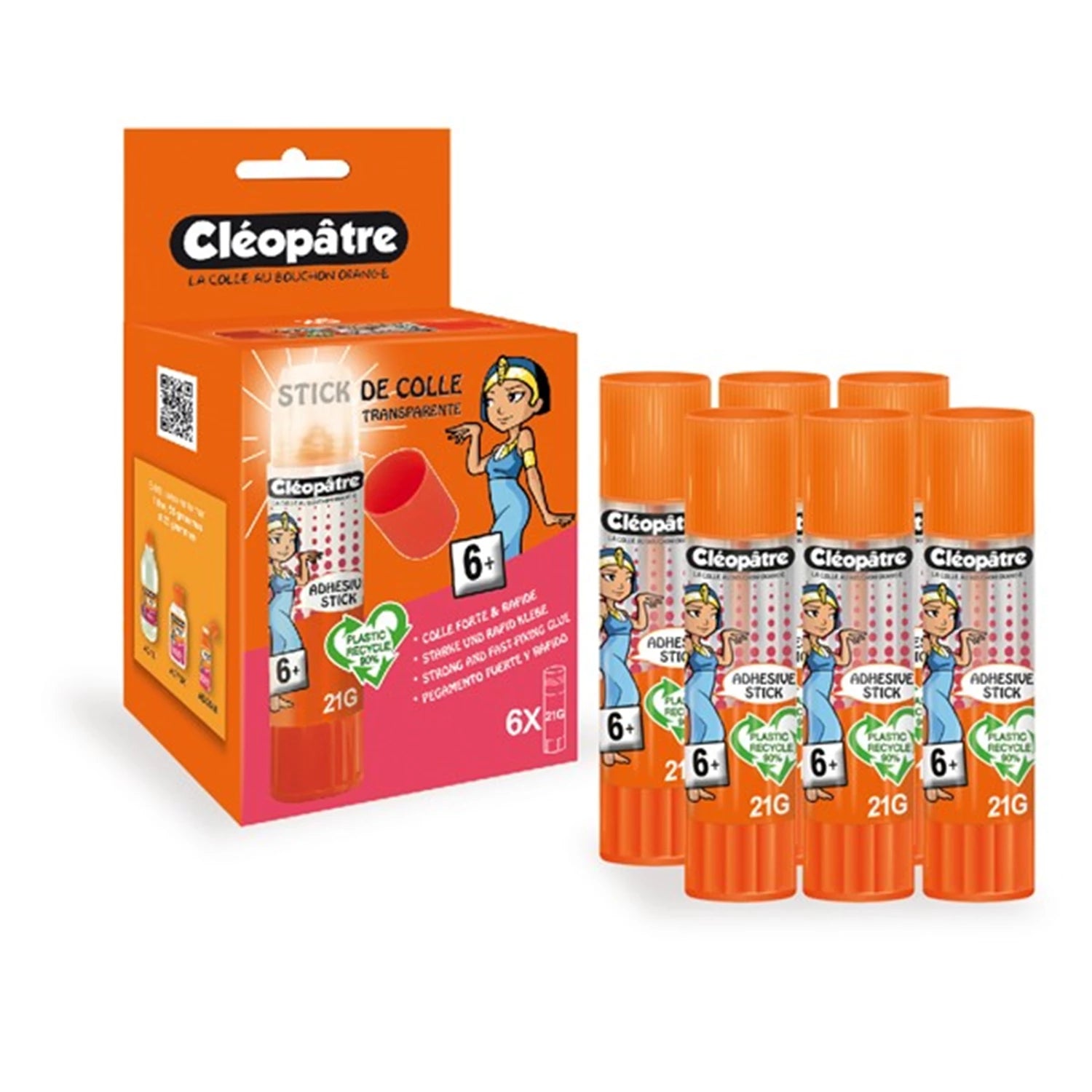 SET VON 6 CLEOSTICK TRANSPARENT ADHESIVE 21 GR AB 6 JAHREN R