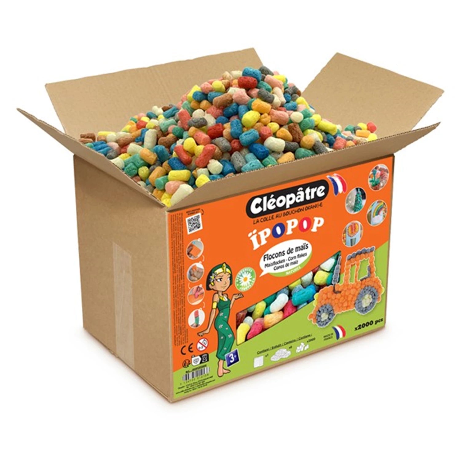 KARTON MIT 2 000  IPOPOP  - FARBIGEN MAISBAUSTEINEN +SCHWAMM