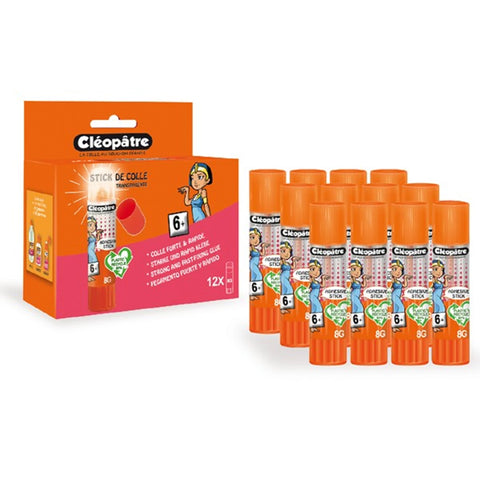 SET VON 12 CLEOSTICK TRANSPARENT ADHESIVE 8 GR AB 6 JAHREN R