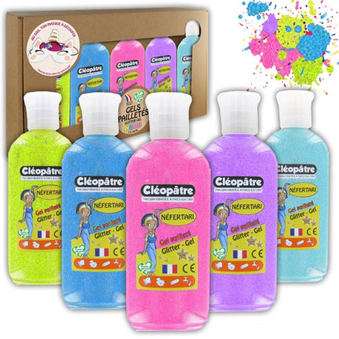 SCHACHTEL MIT 5 FLASCHEN NEON-EFFEKT-GELFARBE 100 GR (ROSA E