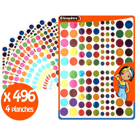 496 METALLISCHE RUND-AUFKLEBER IN VERSCHIEDENEN FARBEN