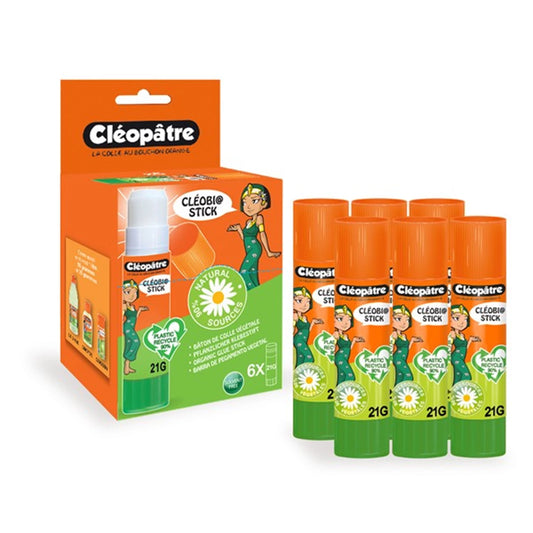 BOX MIT 6 KLEBSTIFTE CLEOBIO'STICK 21GR 90% PFLANZLICHES MAT
