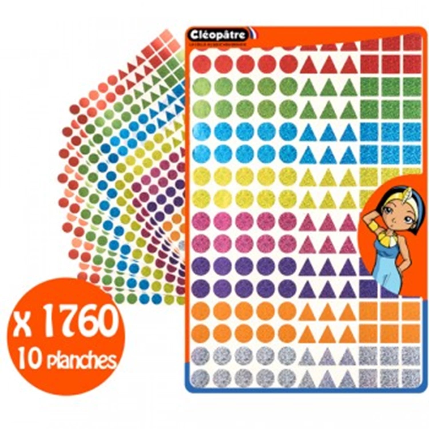 1760 AUFKLEBER 3 GEOMETRISCHE FORMEN 8 FARBEN GRÖSSE 9MM 10