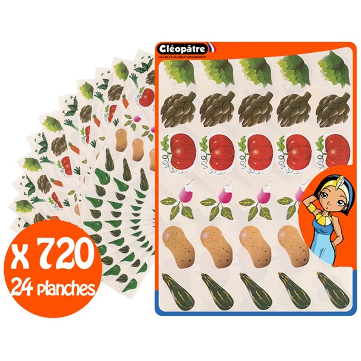 720 AUFKLEBER GEMÜSE 24 A5-BLÄTTER ABNEHMBAR UND AUSGESCHNIT