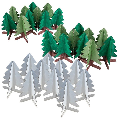 30 TANNENBÄUME 11CM AUS WEISSEM KARTON ZUM DEKORIEREN