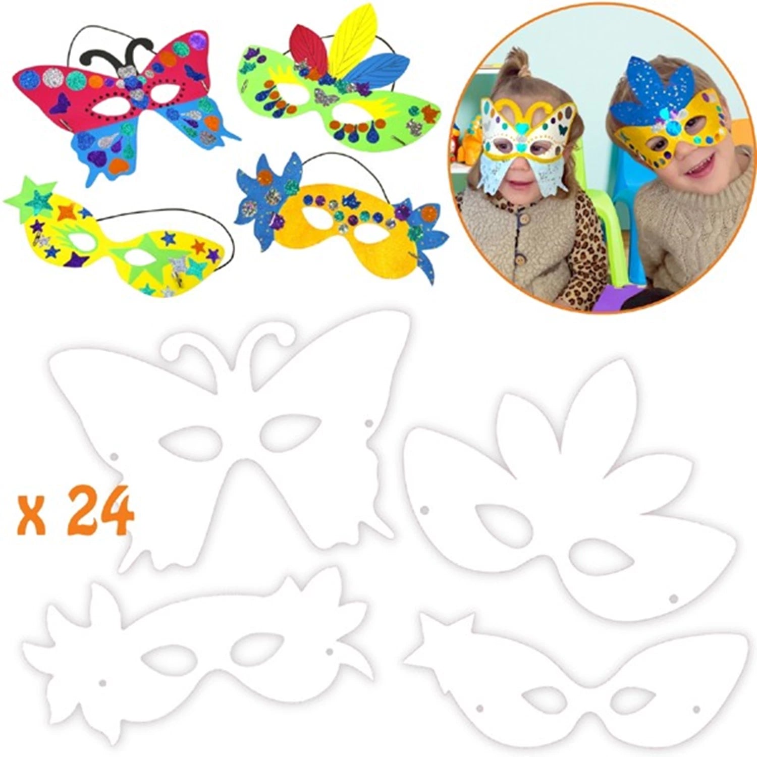 24 MASKEN BLUMEN UND SONNEN ZUM AUSMALEN