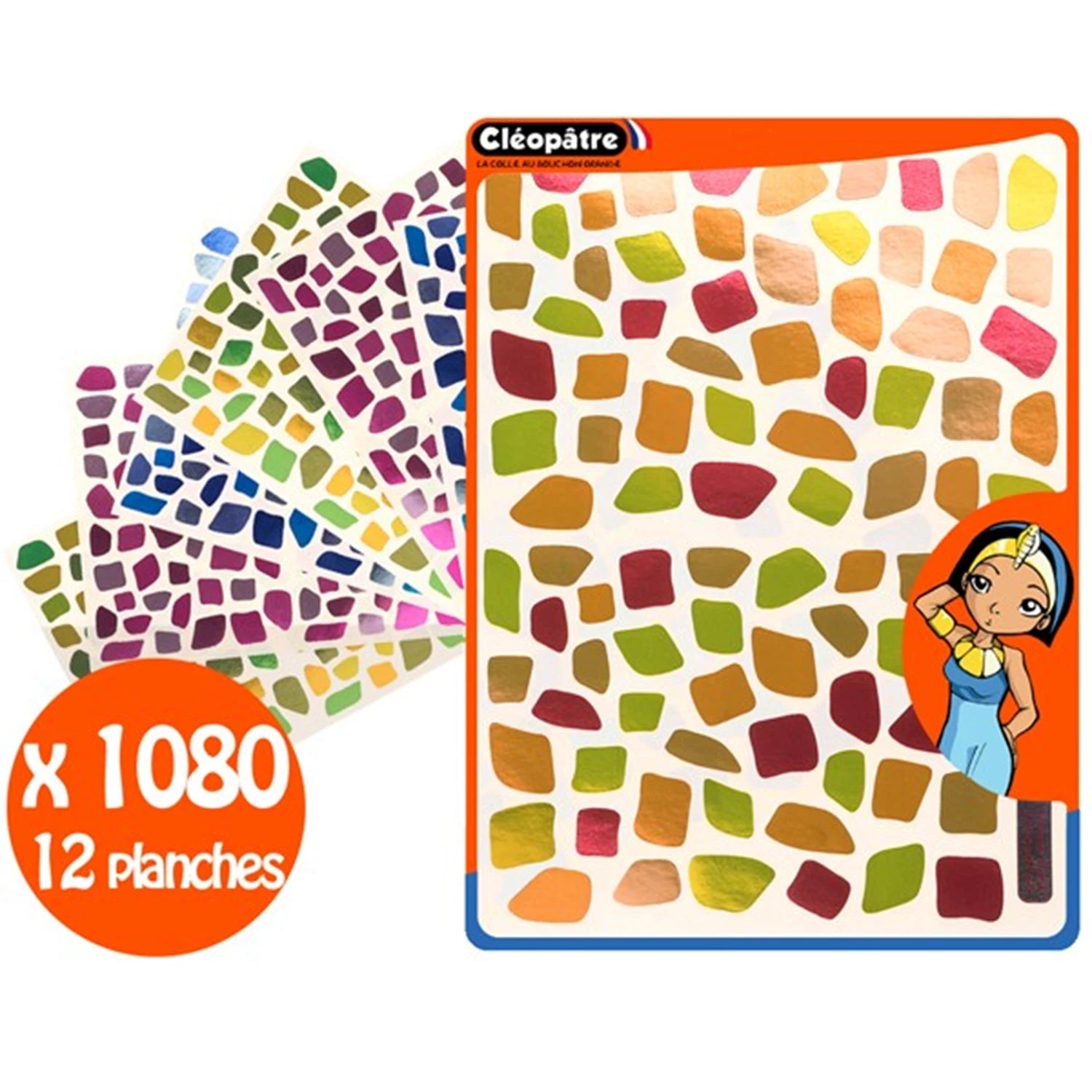 1092 METALLISCHE MOSAIK-AUFKLEBER 4 FARBEN 12 A5-BLÄTTER ABZ