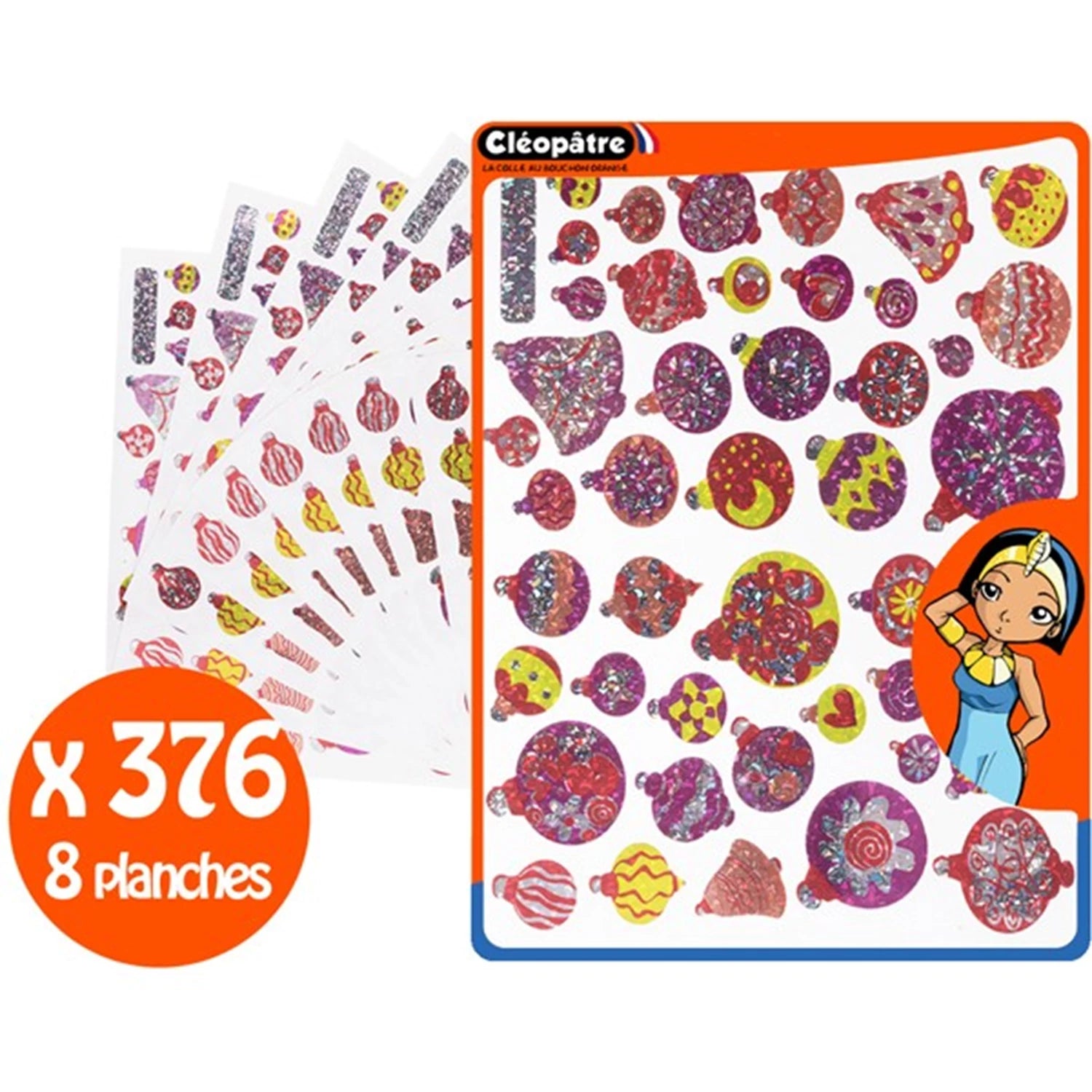 384 WEIHNACHTSBAUMKUGEL-AUFKLEBER 8 A5-BLÄTTER ABNEHMBAR UND