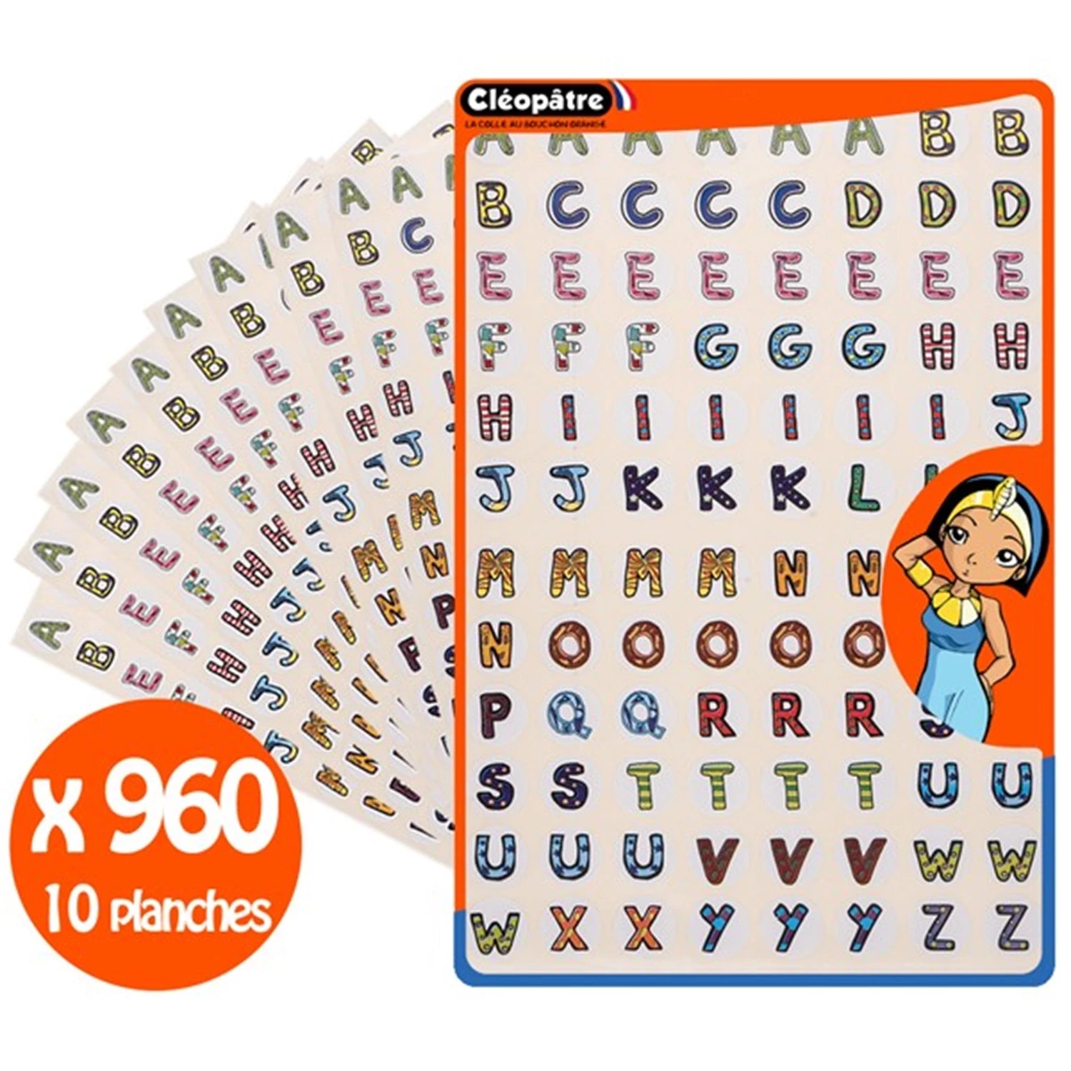 960 AUFKLEBER ALPHABET BUNT 10 A4-BLÄTTER ABNEHMBAR UND AUSG