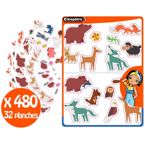 480 AUFKLEBER BAUERNHOF/TIERE DES WALDES/BERGE 32 BLÄTTER A6