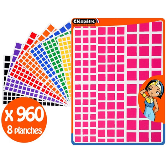 960 QUADRAT STICKERS 3CM DIAMETER BUNTE FARBEN