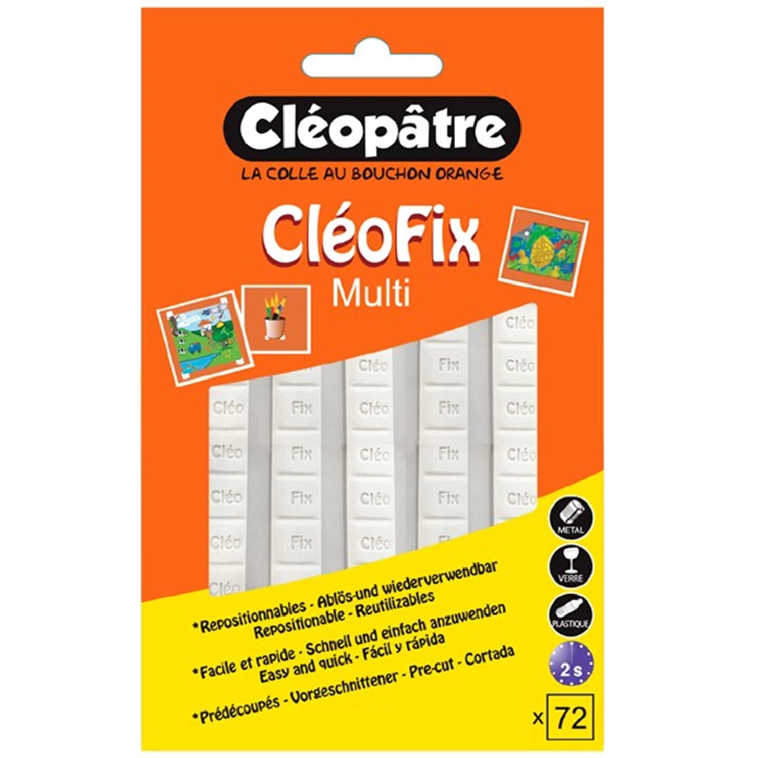 CLEOFIX – 72 WEISSE KLEBEPADS ABLOSBAR UND WIEDERVERWENDBAR