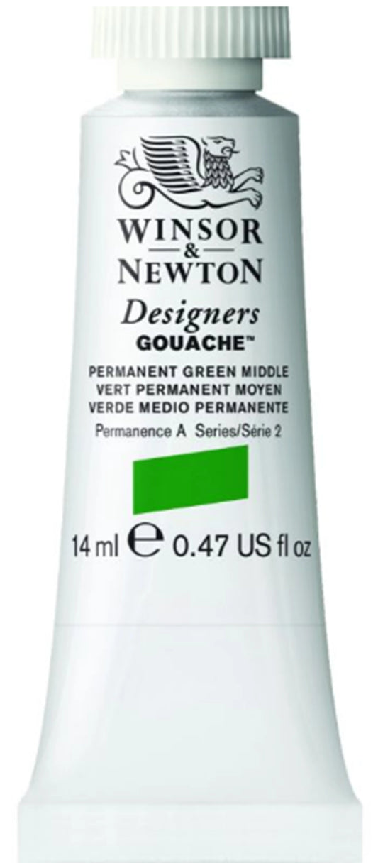 W&N DESIGNERS GOUACHE 14ML TUBE PERMANENTGRÜN MITTEL